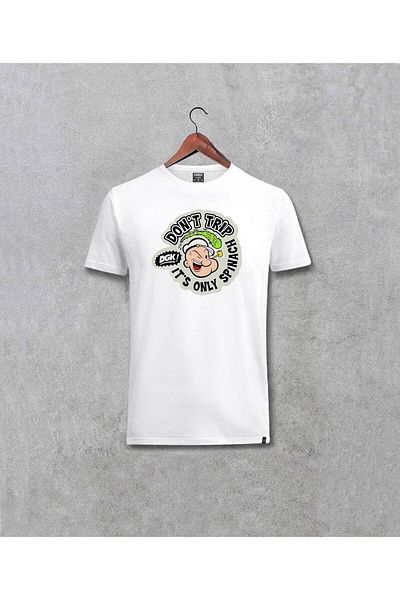 Pisa Art Унисекс бяла тениска с щампа Popeye Spinac Popeye