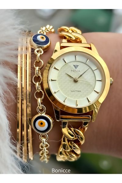 Fiesta Yellow Color VIP 5ATM Women's Wristwatch with Case Strap Special Lock System
