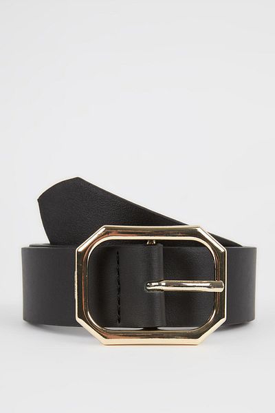 DeFacto Women's Rectangle Buckle Faux Leather Jean Belt Y5990azns