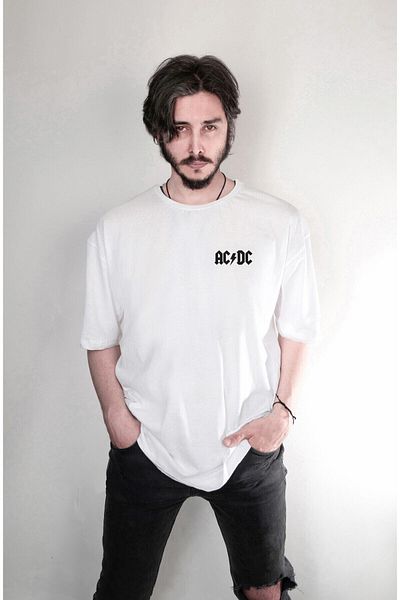 Pisa Art Ac Dc Acdc Концертен плакат Двустранно отпечатан индивидуален дизайн Извънгабаритна унисекс тениска