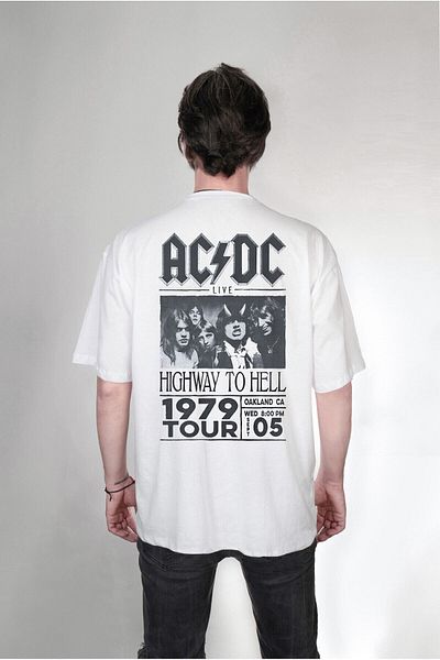 Pisa Art Ac Dc Acdc Концертен плакат Двустранно отпечатан индивидуален дизайн Извънгабаритна унисекс тениска