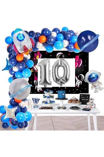 Toptan Bulurum Space Themed Bkmc Age Foiled Rocket Astronaut Birthday Party Ornament - Bmcnm922