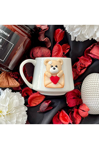 Niveis Kişiye Özel El Yapımı Tasarım Beyaz Ayıcık Desenli Hediyelik Porselen ...