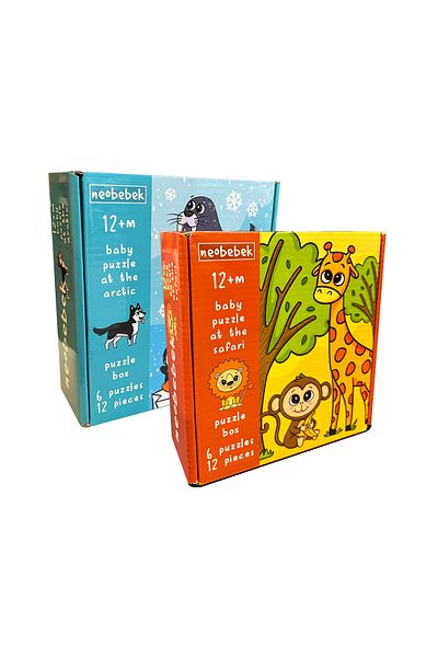 Neobebek Animals Puzzle Set 2 - Safari - Pole (2 BOX)