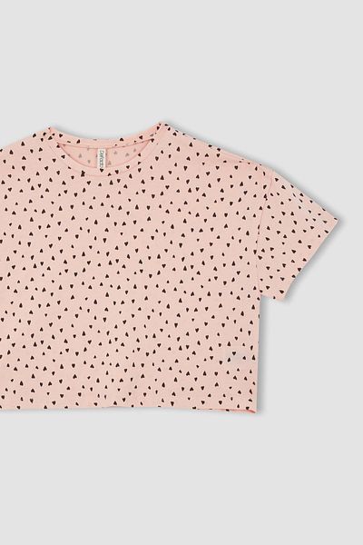 DeFacto Girl's Patterned Short Sleeve T-Shirt Z0465a622hs