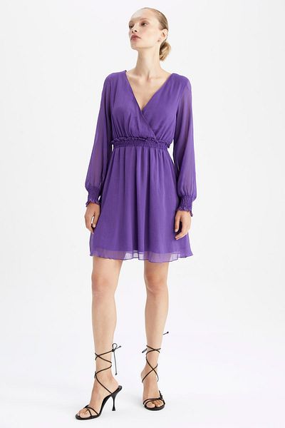 DeFacto Wrap gallér Chiffon hosszú ujjú mini ruha Z0781az22au