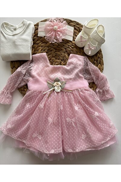 PİLEKİ BABY ( 4 Parça ) 0 3 Ay Yenidoğan Bebek Mevlüt Elbisesi Bayramlık Düğün Özel Gün Elbisesi