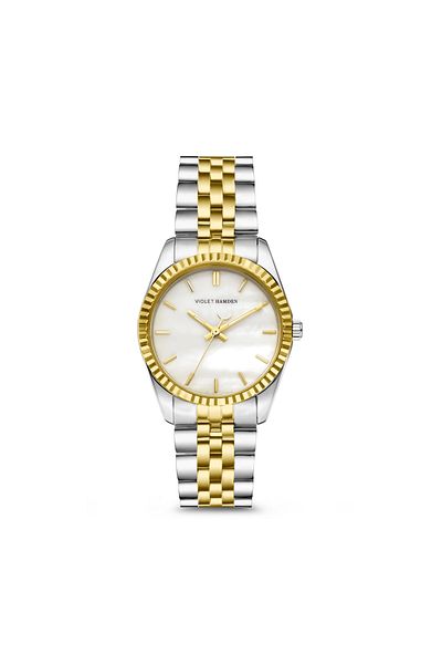 100de100Gübre Sunrise Rond Damenuhr Gold- und Silberfarben und Armband VH08015