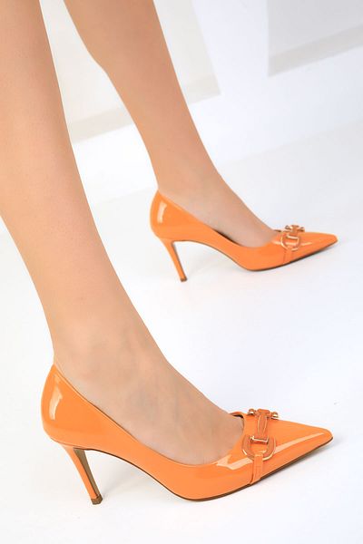 SOHO Orange Lackleder Klassische Damenschuhe mit Absatz 18898