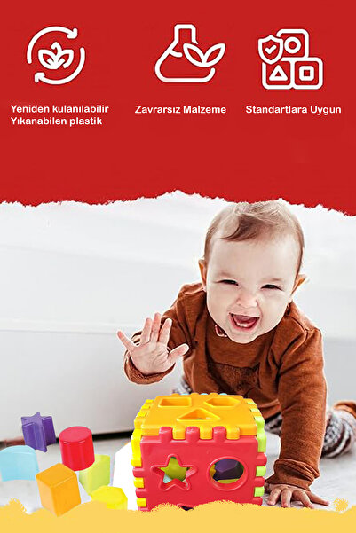 Factorial Küp Bultak Bebek Zeka Geliştirici Oyuncak Fisher Price 1 yas Aktivite Şekil Bulmaca Dikkat Oyunları