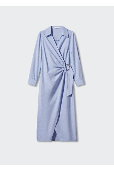 MANGO Woman Μεταλλικό φόρεμα πουκάμισο με λεπτομέρειες