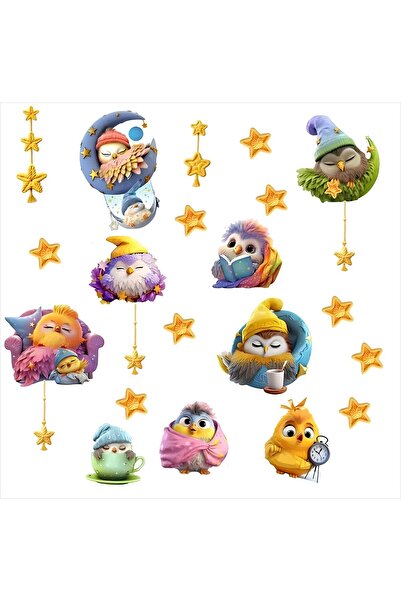 Göktuğ Hediyelik animale drăguțe dorm pe lateral set de perete păsări