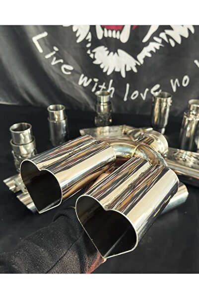 keratarts çift başlık kalpli krom egzoz ucu