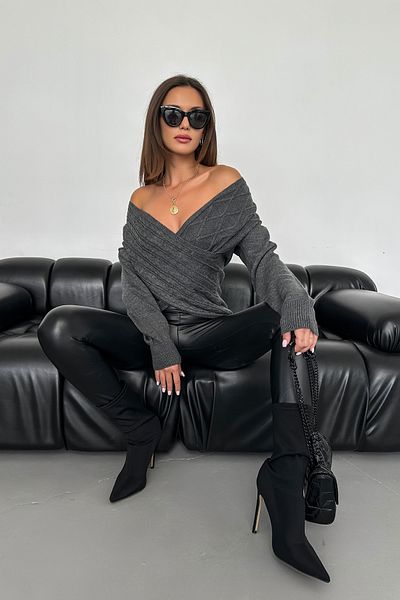 nosia fashion Pulover de damă cu guler dublu tricotat cu modele