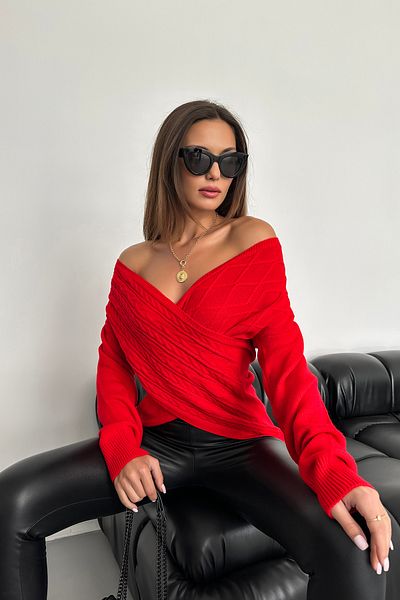 nosia fashion Double Breasted Collar Knitted Patterned Women's Knitwear Sweater