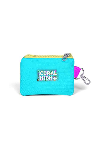 Coral High Girl Patterned Lavender Turquoise Coin Bag - with Headphones, Model 21920