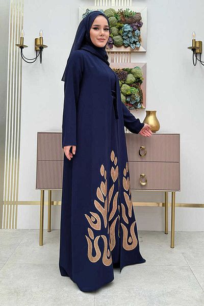 Bym Fashion Φόρεμα με μοτίβο φούστας Abaya Suit 8495 Navy Blue