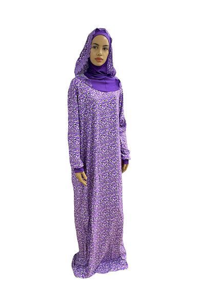 Mercan Hijab Prayer Dress Hooded Lace Flower Patterned