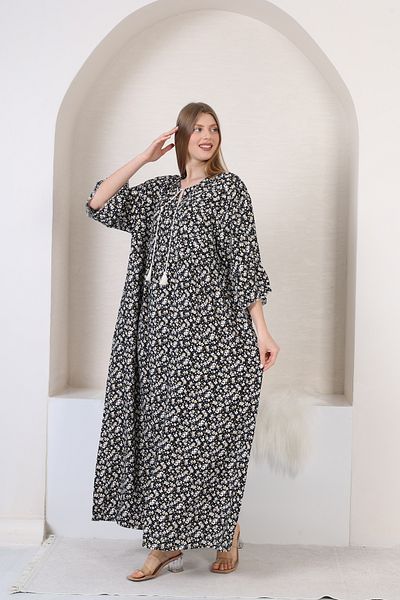 mervemoda Γυναικείο υφαντό φόρεμα με μακρύ μανίκι τριών τετάρτων