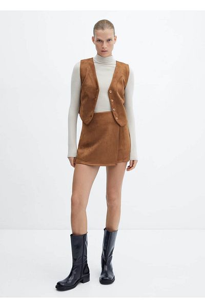 MANGO Woman VESTĂ DE piele intoarsa