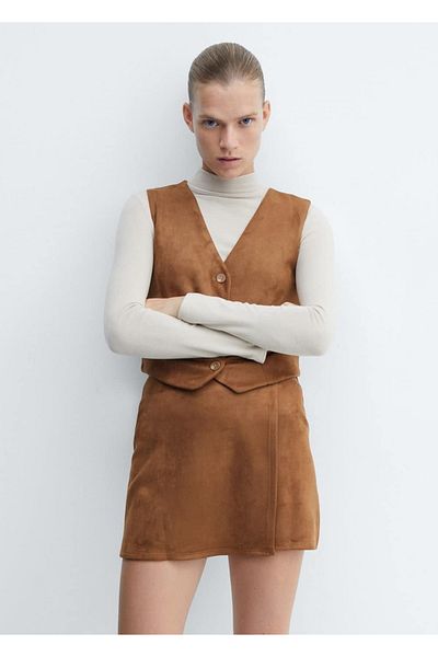 MANGO Woman VESTĂ DE piele intoarsa