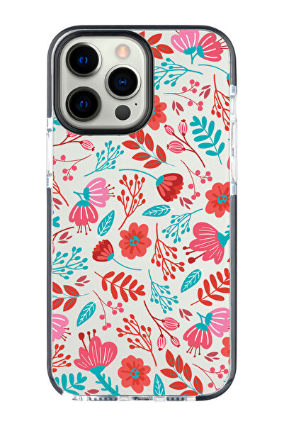 shoptocase Iphone 15 PRO MAX Uyumlu Ultra Korumalı Çiçekler Desenli Impact Te...