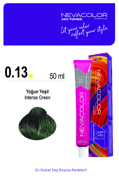 Nevacolor Premium MIX 0.13 YOĞUN YEŞİL Kalıcı Krem Saç Boyası 50ml