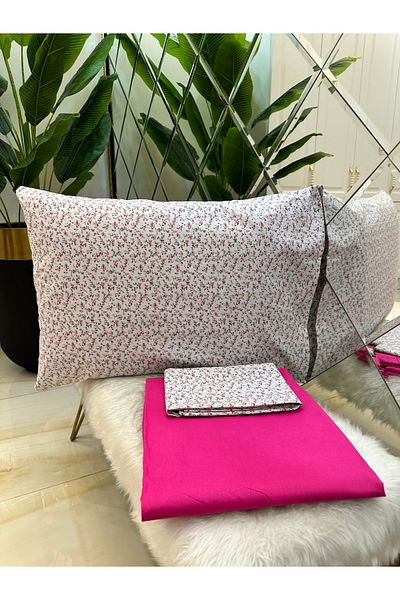micoton 100% Cotton Double Elasticless Sheet and Pillow Set