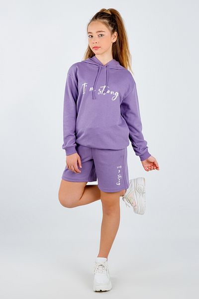 DMB KİDS Hooded Purple Girl's Capri Suit