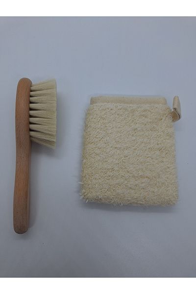 Organic Organic Baby Goat Hair Care Brush and 100% Cotton Baby Washcloth Set 5