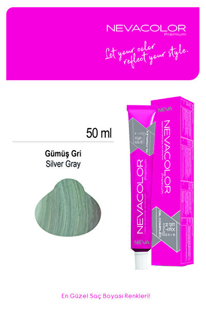 Nevacolor Premium GÜMÜŞ GRİ Kalıcı Krem Saç Boyası 50ml