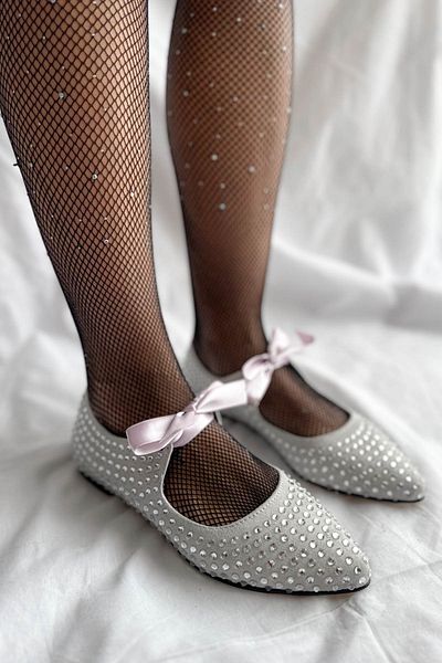 Shoebutik Balerini din piele intoarsa argintie Simona