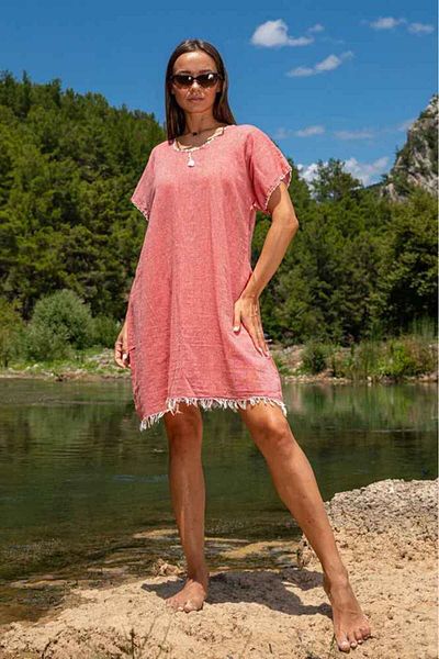 My-o Authentic Thin Muslin Dress with Tassels 100% Cotton
