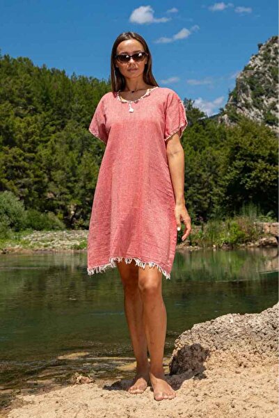 My-o Authentic Thin Muslin Dress with Tassels 100% Cotton