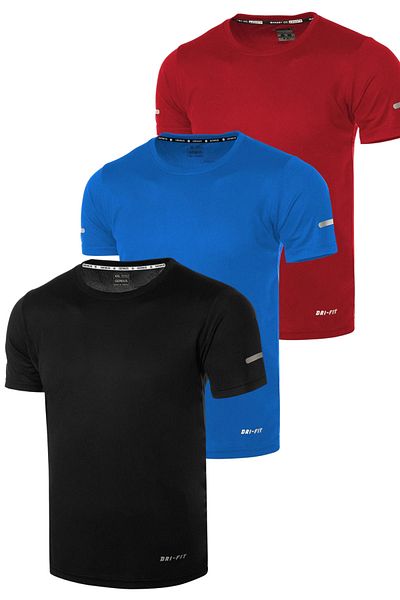 GENIUS STORE 3 Pack Men's Moisture Absorbing Quick Dry Athletic Technical Performance Sports T-shirt DRIFIT-KISAKOL3