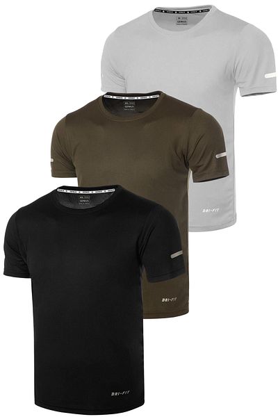 GENIUS STORE 3 Pack Men's Moisture Absorbing Quick Dry Athletic Technical Performance Sports T-shirt