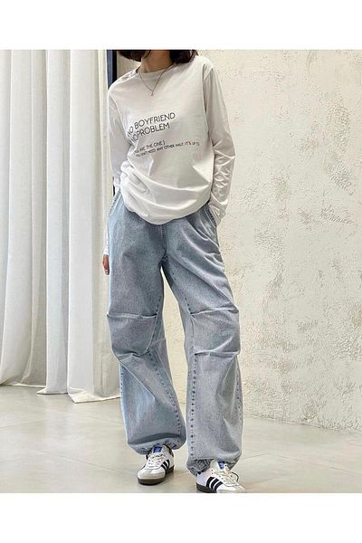 DEEFWEAR Wide Leg Unisex Elastic Waist Denim Trousers