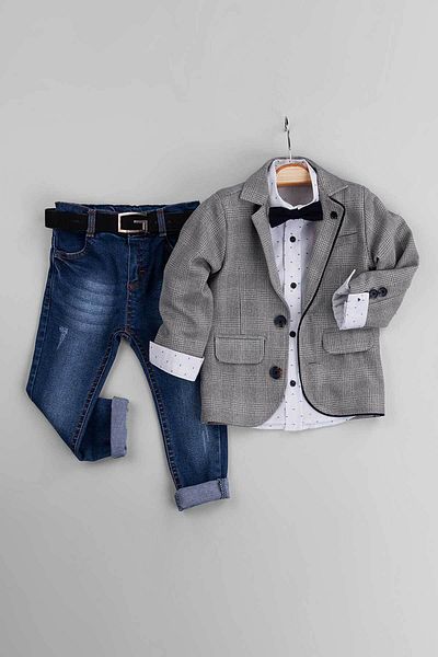 Gold Class Kidswear Zsebes gombos csokornyakkendő 5 részes fiú öltöny