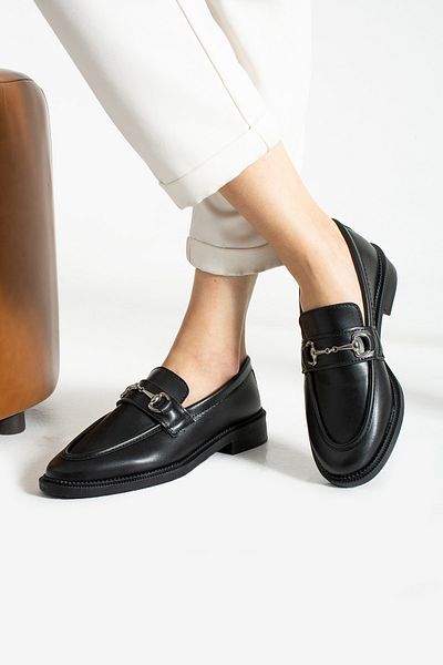 Trendpink Черни меки дамски ежедневни мъжки обувки с катарама