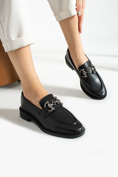 Trendpink Черни меки дамски ежедневни мъжки обувки с катарама