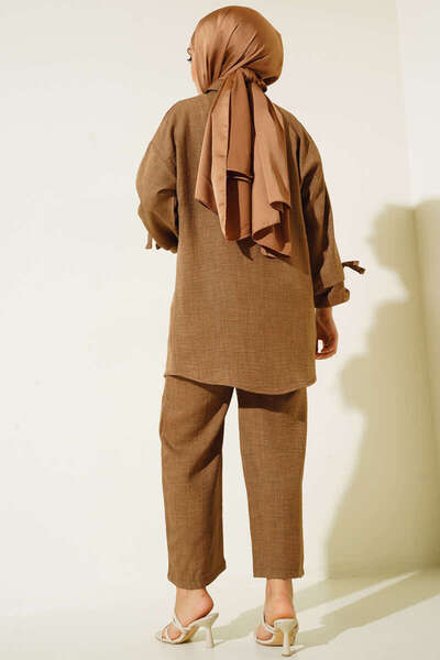 VOLT CLOTHİNG Women's Buttoned Linen Double Suit