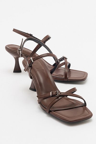 LuviShoes NEBEL Braune Sandalen mit Absatz für Damen