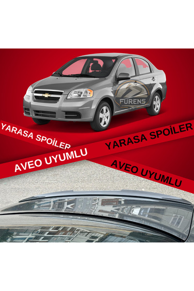 Furens Chevrolet Aveo Uyumlu Bagaj Üstü Slim Yarasa Spoiler Piano Black Parla...