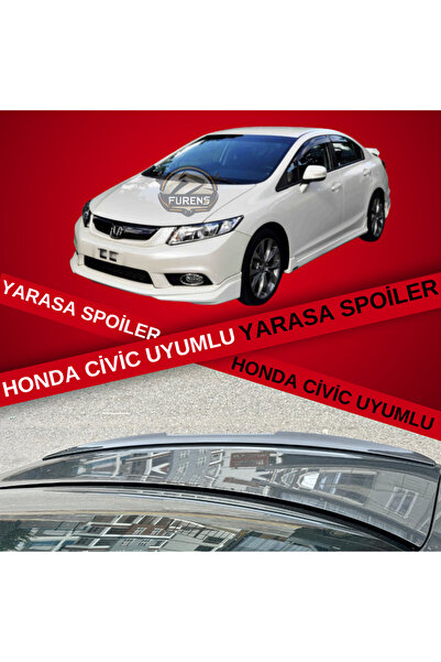 Furens Honda Civic FB7 Bagaj Üstü Slim Yarasa Spoiler Piano Black Parlak Siyah