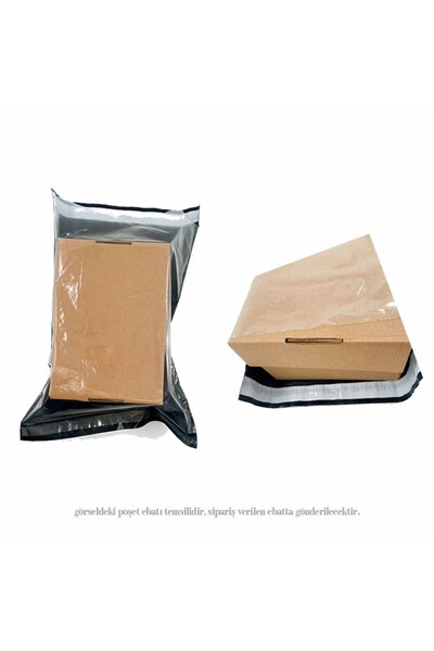 ASTERA 50 Adet Kargo Torbası, Önyüz Şeffaf + Arka Siyah Battal Boy 45x55+5 cm 80 Mikron Kargo Poşeti