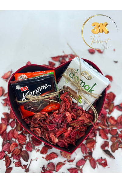 MUMANİSSE KALPLİ KUTUDA ÇİKOLATA SEVDASI TASARIM SEVGİLİYE ARKADAŞA HEDİYE KU...