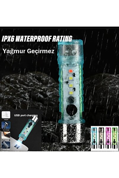 gaman 10 Watt 2500 Lümen Ultra Güçlü 6 Mod Kırmızı İkaz Işıklı Şarjlı El Fene...
