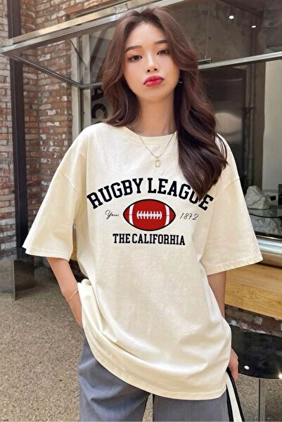 DEEFWEAR Bež unisex ragbi liga T-shirt - mingalondon