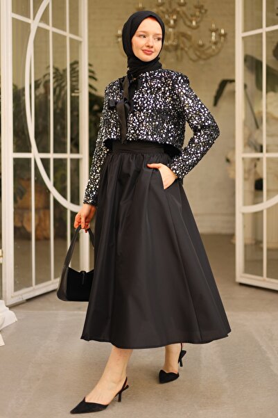 Gizce Oys Gray Jacket Skirt Set