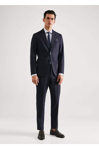MANGO Man Slim Fit vlněné kalhoty